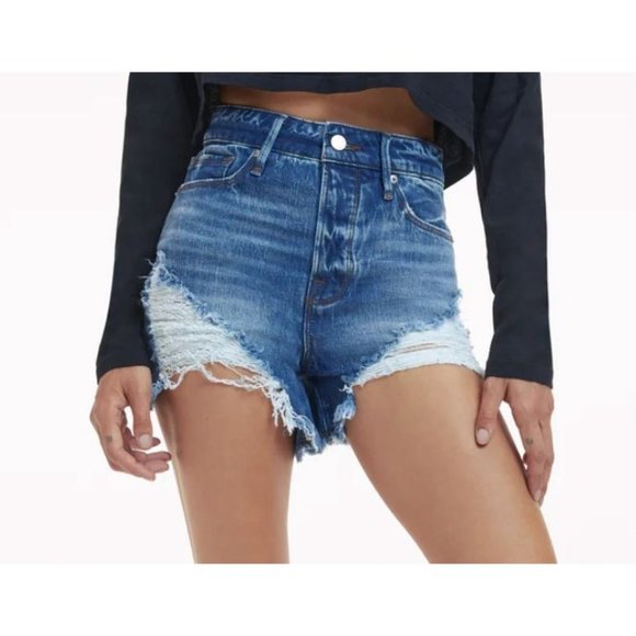 Good American Pants - GOOD AMERICAN bombshell denim shorts size 6 or 28